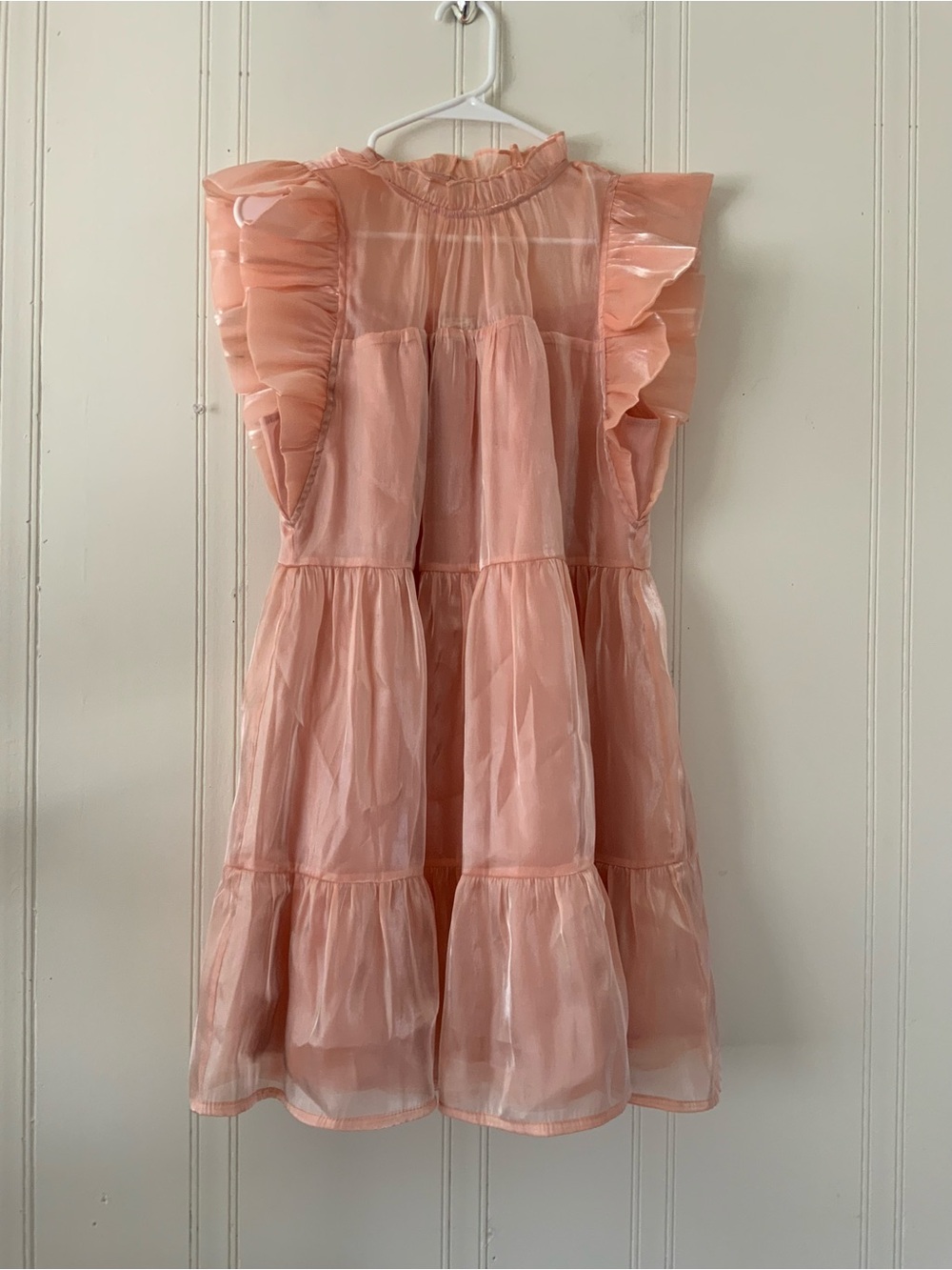 entro Peach Ruffle Tiered Mini Dress